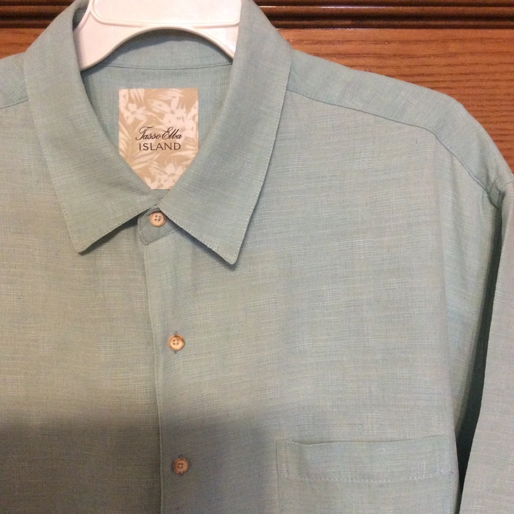 Tasso Elba Island Size 2XL Silk/Linen Blend Button Up Short Sleeve Shirt